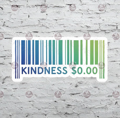 Kindness 0.00 Barcode Sticker | Positive Message Decal | Affordable Kindness Art | Pay It Forward Vinyl | Motivational Laptop Sticker
