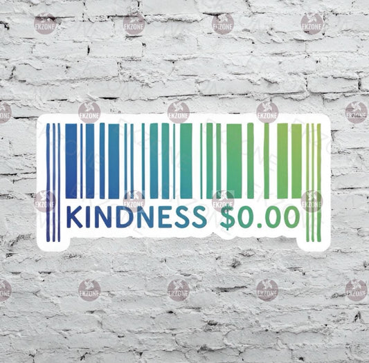 Kindness 0.00 Barcode Sticker | Positive Message Decal | Affordable Kindness Art | Pay It Forward Vinyl | Motivational Laptop Sticker
