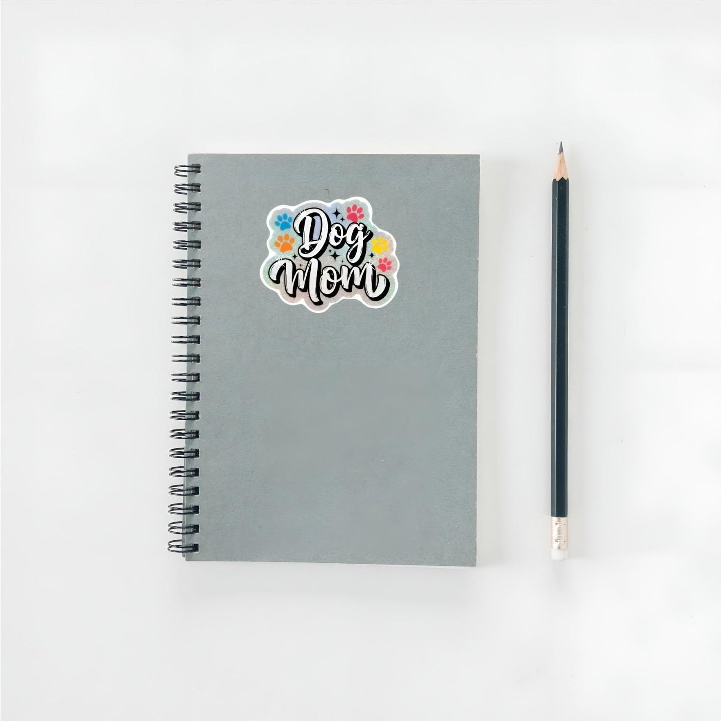 Holographic Dog Mom Sticker | Shiny Paw Print Decal | Glitter Dog Mama Art | Pet Lover Vinyl | Rainbow Dog Parent Gift | Dog Mom Laptop