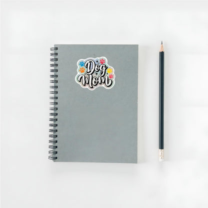 Holographic Dog Mom Sticker | Shiny Paw Print Decal | Glitter Dog Mama Art | Pet Lover Vinyl | Rainbow Dog Parent Gift | Dog Mom Laptop