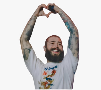 Post Malone Heart Hands Sticker | Posty Love Decal | Celebrity Fan Art | Music Lover Gift | Happy Pop Star Vinyl | Posty Fan Gift