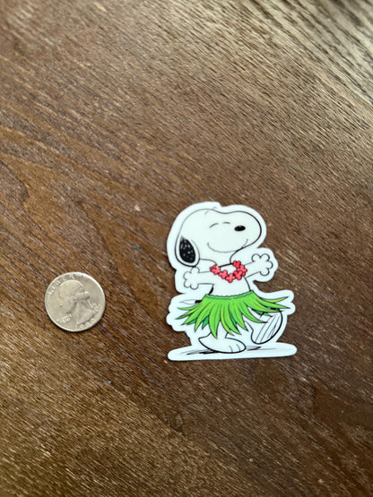 Snoopy Hula Dancing Sticker | Peanuts Hawaiian Decal | Aloha Beach Dog Art | Tropical Summer Vinyl | Lilo & Stitch Ohana Gift | Cute Hula
