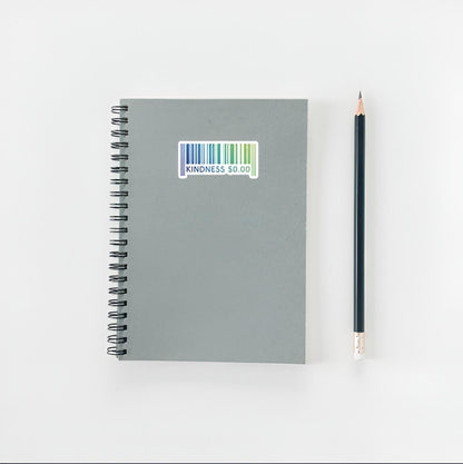 Kindness 0.00 Barcode Sticker | Positive Message Decal | Affordable Kindness Art | Pay It Forward Vinyl | Motivational Laptop Sticker