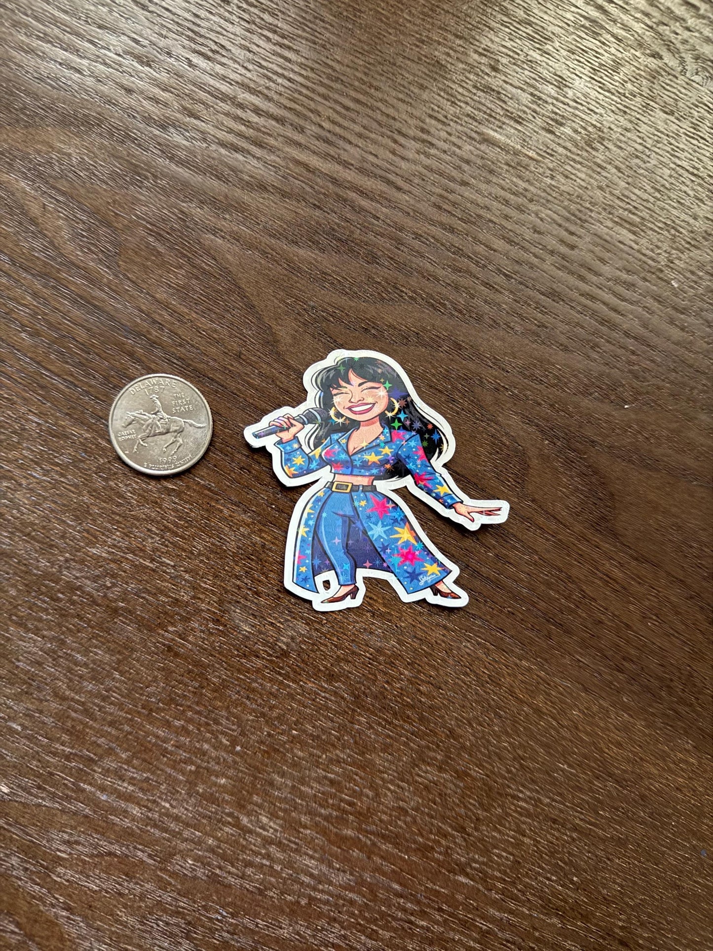 Holographic Selena Quintanilla Sticker | Dazzling Tejano Queen Decal | Shiny Iconic Star Outfit Art | Latin Music Legend Vinyl | Concert Fan