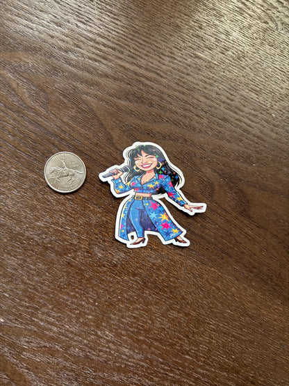 Holographic Selena Quintanilla Sticker | Dazzling Tejano Queen Decal | Shiny Iconic Star Outfit Art | Latin Music Legend Vinyl | Concert Fan