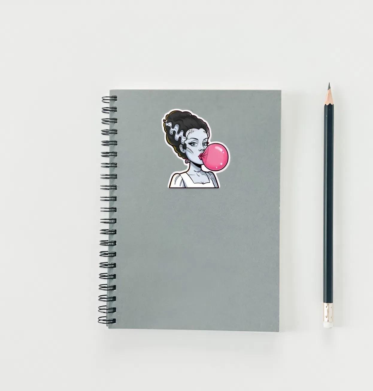 Bride of Frankenstein Bubblegum Sticker | Classic Monster Decal | Horror Icon Art | Spooky Cute Vinyl | Universal Monster Gift | Halloween