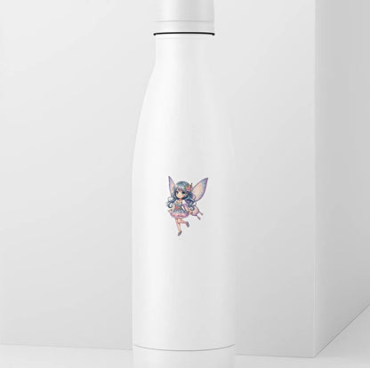 Cute Blue Hair Fairy Sticker | Magical Flower Decal | Whimsical Fantasy Art | Pastel Wing Vinyl | Enchanted Forest Gift | Kawaii on a Laptop