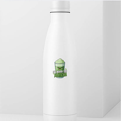 It's Never Too Matcha Sticker | Cute Matcha Tea Pun Decal | Green Tea Lover Art | Kawaii Drink Vinyl | Foodie Laptop Sticker | Funny Matcha