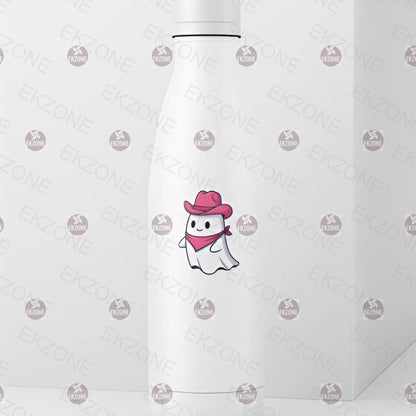 Cute Cowboy Ghost Sticker | Western Spooky Decal | Pink Hat Ghost Art | Country Vibes Vinyl | Kawaii Halloween Gift | Ghostly Cowpoke Laptop