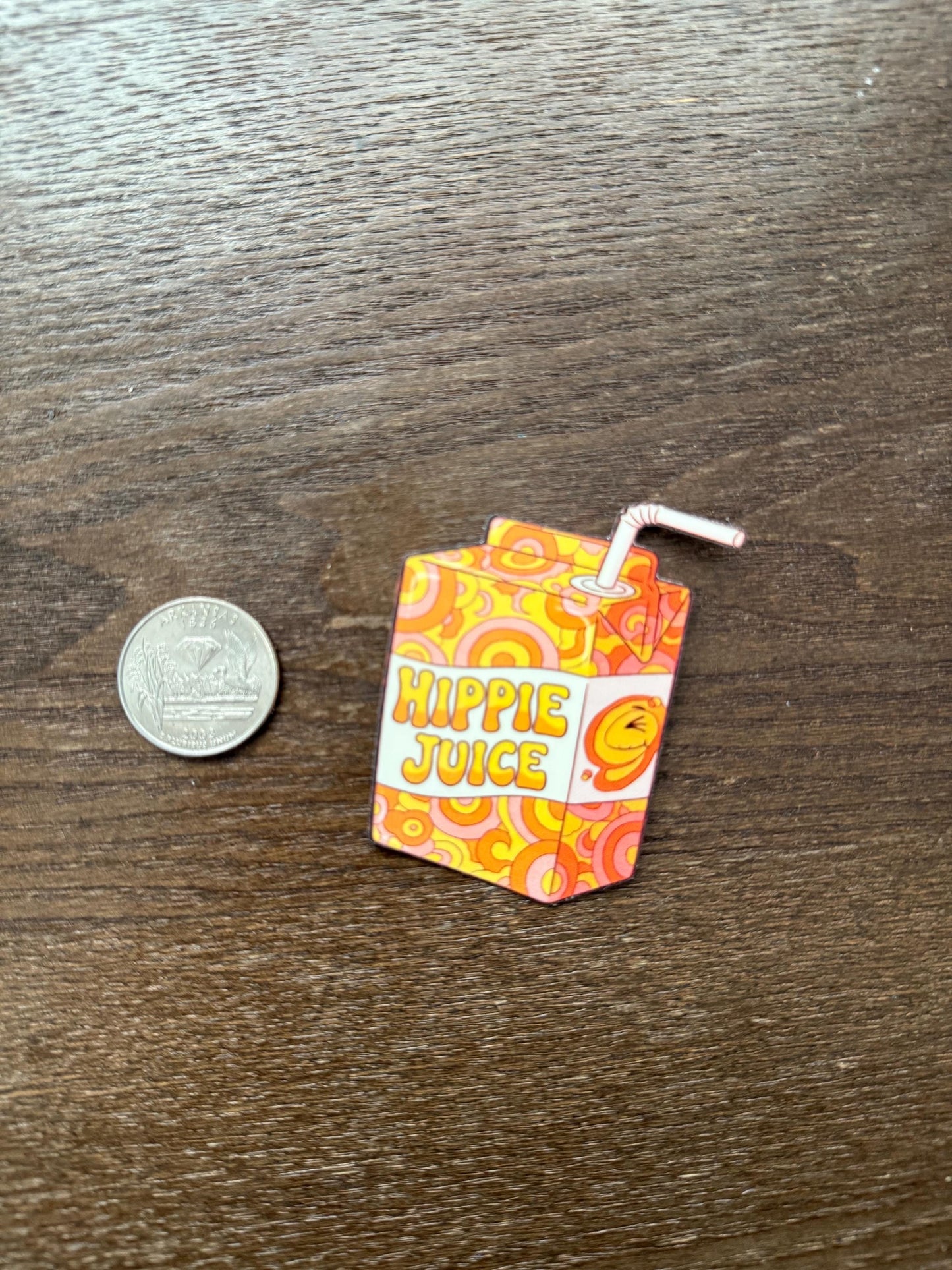 Hippie Juice Retro Juice Box Sticker | Groovy 60s 70s Decal | Psychedelic Art | Peace Love Vinyl | Vintage Aesthetic Laptop Sticker |