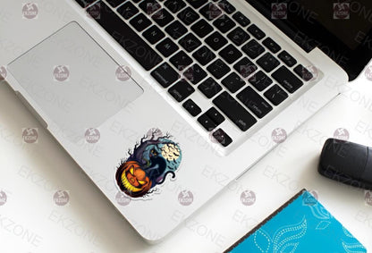 Black Cat on Pumpkin Sticker | Halloween Jack O Lantern Decal | Spooky Cat Art | Witchy Black Cat Vinyl | Fall Decor Gift | Creepy Cat