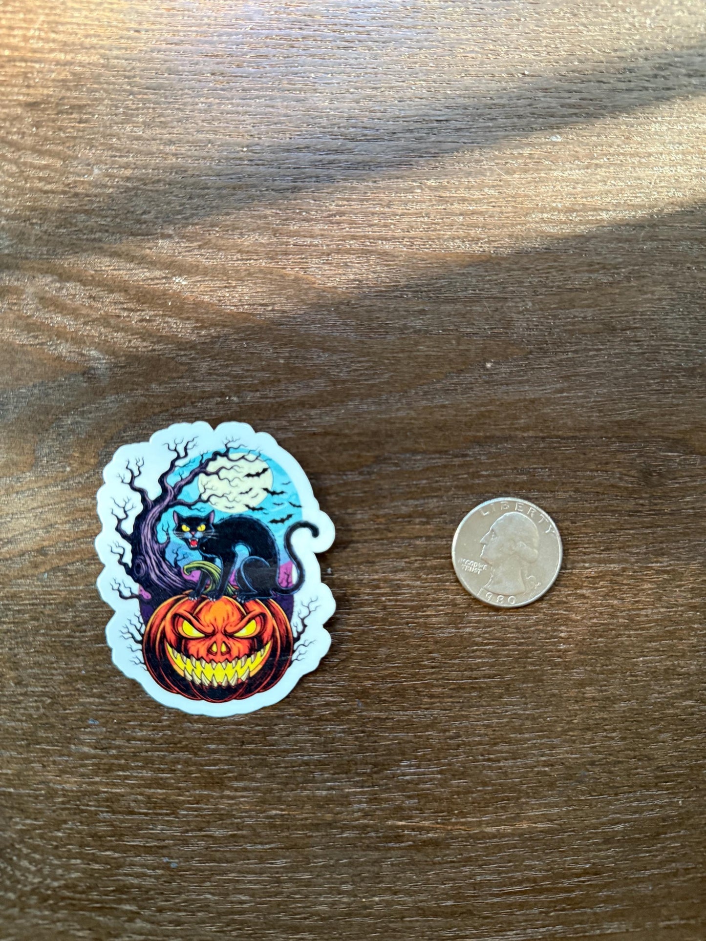 Black Cat on Pumpkin Sticker | Halloween Jack O Lantern Decal | Spooky Cat Art | Witchy Black Cat Vinyl | Fall Decor Gift | Creepy Cat