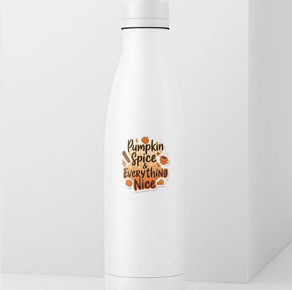 Pumpkin Spice & Everything Nice Sticker | Cozy Fall Decal | Autumn Vibes Art | Foodie Vinyl | PSL Lover Gift | Fall Decor Laptop Sticker |