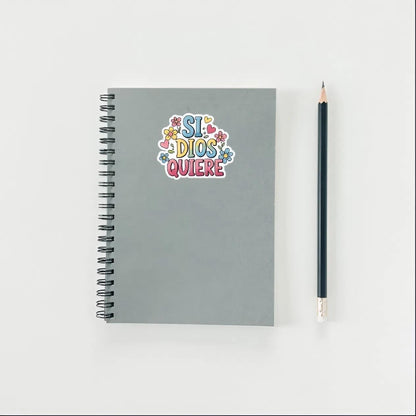 Si Dios Quiere Sticker | God Willing Decal | Spanish Quote Art | Faith Based Vinyl | Christian Gift | Positive Affirmation Laptop | Floral