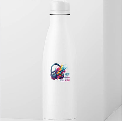 Music Feeds My Soul Headphones Sticker | Vibrant Audiophile Decal | Colorful Sound Art | Music Lover Vinyl | Inspirational Quote Laptop |