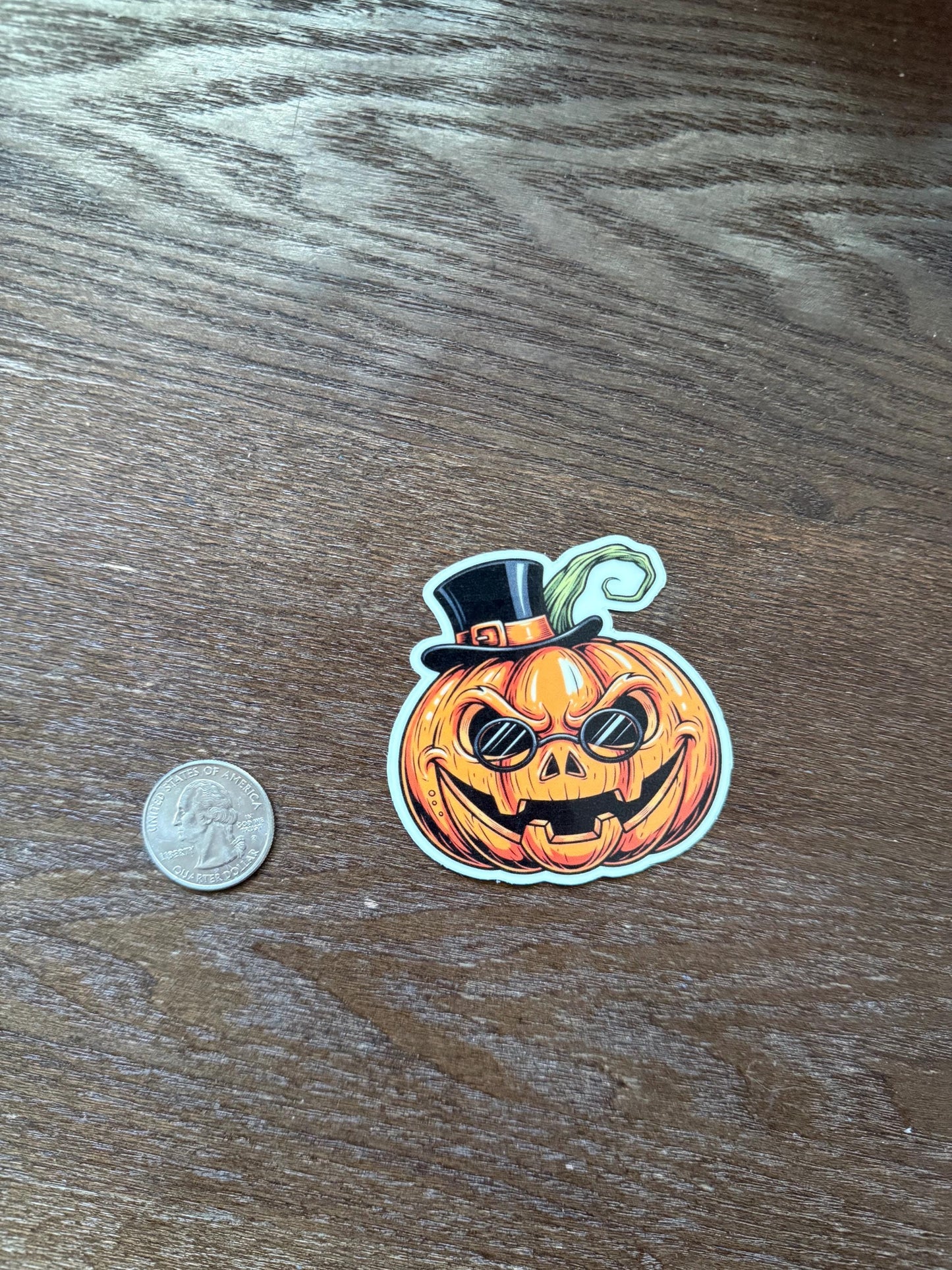 Glow in the Dark Jack O Lantern Sticker | Cool Pumpkin Decal | Halloween Top Hat Art | Spooky Season Vinyl | UV Reactive Fall Decor Gift |