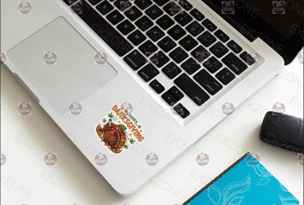 Happy Danksgiving Turkey Sticker | Funny Cannabis Thanksgiving Decal | Stoner Holiday Pun Art | Weed Leaf Vinyl | Quirky Fall Decor