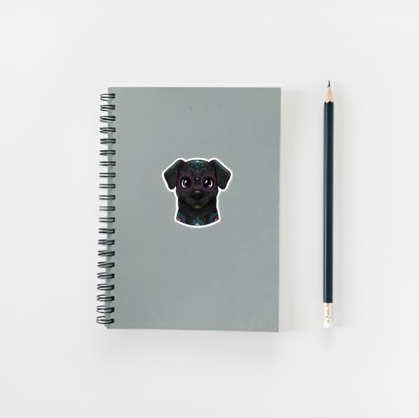 Sugar Skull Dog Sticker | Día de los Muertos Pet Decal | Calavera Dog Art | Black Dog Vinyl | Colorful Day of Dead Gift | Dante from Coco