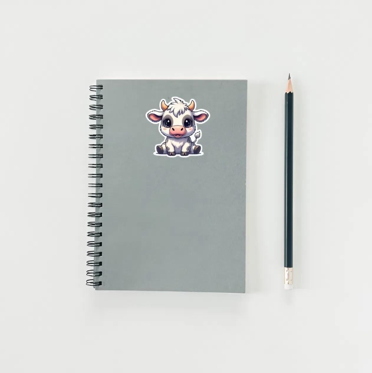 Cute Baby Cow Sticker | Adorable Calf Decal | Farm Animal Art | Kawaii Cow Vinyl | Holstein Dairy Lover Gift | Wholesome Farm Laptop Sticker