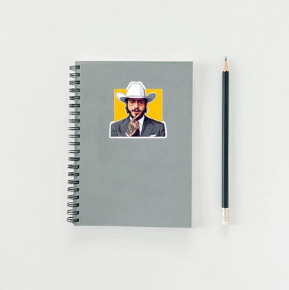 Post Malone Cowboy Hat Suit Sticker | Posty Portrait Decal | Modern Western Pop Art | Celebrity Fan Vinyl | Music Lover Gift | Posty Gift