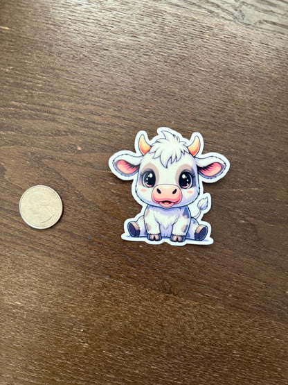 Cute Baby Cow Sticker | Adorable Calf Decal | Farm Animal Art | Kawaii Cow Vinyl | Holstein Dairy Lover Gift | Wholesome Farm Laptop Sticker