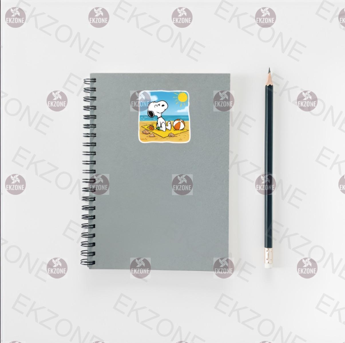 Snoopy Peanuts Beach Day Sticker - Cute Cartoon Dog Relaxing Decal - Summer Fun Sticker - Snoopy at the Beach Sticker - Peanuts Relaxing