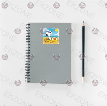 Snoopy Peanuts Beach Day Sticker - Cute Cartoon Dog Relaxing Decal - Summer Fun Sticker - Snoopy at the Beach Sticker - Peanuts Relaxing