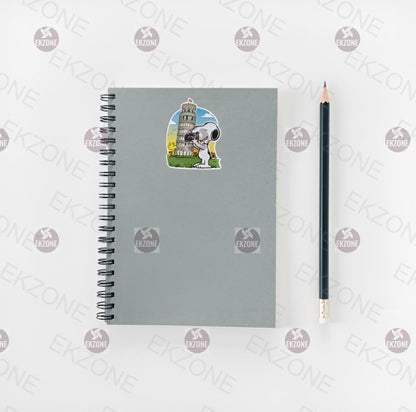 Snoopy Woodstock Pisa Sticker - Peanuts Leaning Tower Decal - Cartoon Dog - Bird Italy Sticker - Europe Travel Souvenir Sticker - Snoopy