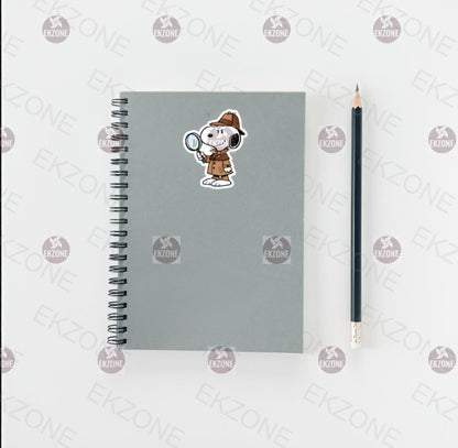 Snoopy Detective Sticker | Peanuts Mystery Decal | Sherlock Holmes Dog Art | Investigator Vinyl | Cartoon Spy Fan Gift | Nostalgic Character