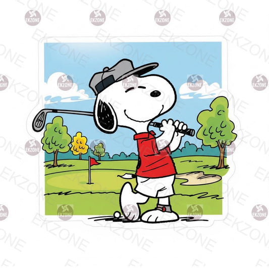 Snoopy Golfing Sticker | Peanuts Golf Decal | Cute Golfer Dog Art | Sports Fan Gift | Cartoon Golf Course Vinyl | Peanuts Lover Accessory