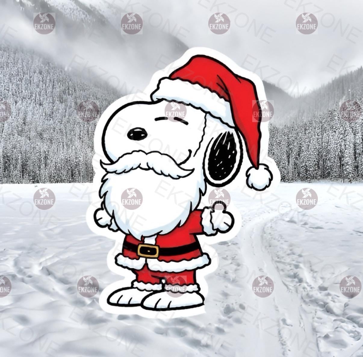 Snoopy Santa Claus Sticker | Peanuts Christmas Decal | Cute Holiday Art | Festive Dog Vinyl | Santa Hat Beard Gift | Nostalgic Winter Decor