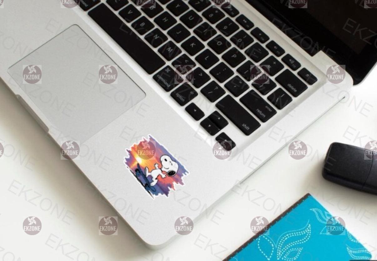 Snoopy Skateboarding Sticker | Peanuts Sunset Decal | Skater Dog Art | Aesthetic Summer Vinyl | Nostalgic Cartoon Gift | Sunset Skateboard
