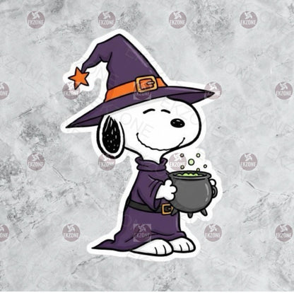 Snoopy Witch Wizard Sticker | Peanuts Halloween Decal | Cute Cauldron Art | Spooky Season Vinyl | Fall Decor Gift | Nostalgic Cartoon Magic