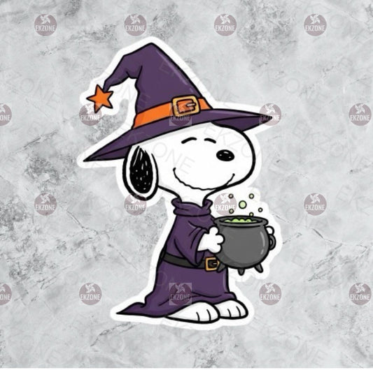 Snoopy Witch Wizard Sticker | Peanuts Halloween Decal | Cute Cauldron Art | Spooky Season Vinyl | Fall Decor Gift | Nostalgic Cartoon Magic
