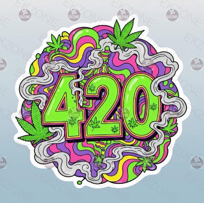 420 Psychedelic Cannabis Sticker | Vibrant Weed Leaf Decal | Stoner Art | Herbal Enthusiast Vinyl | Groovy Pot Culture Gift | Trippy Rainbow