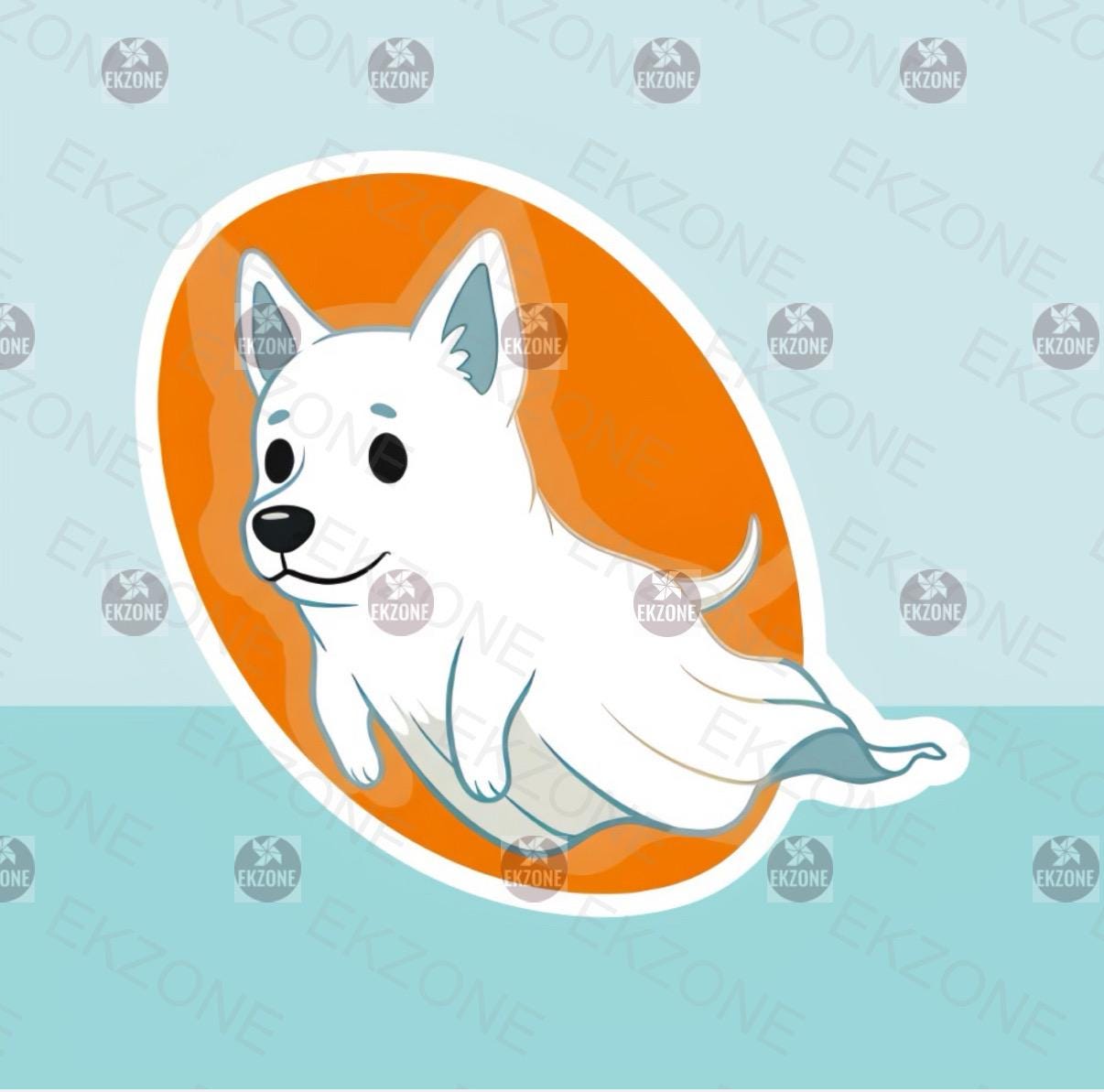 Cute Ghost Dog Sticker | Spooky Puppy Decal | Halloween Pet Art | Whimsical Spirit Dog Vinyl | Dog Lover Gift | Kawaii  Canine Laptop Decal