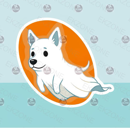 Cute Ghost Dog Sticker | Spooky Puppy Decal | Halloween Pet Art | Whimsical Spirit Dog Vinyl | Dog Lover Gift | Kawaii  Canine Laptop Decal