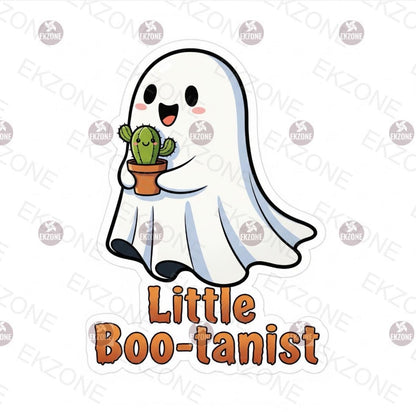 Little Boo-tanist Ghost & Cactus Sticker | Funny Plant Lover Decal | Cute Spooky Pun Vinyl | Halloween Kawaii Art | Succulent Gardener Gift