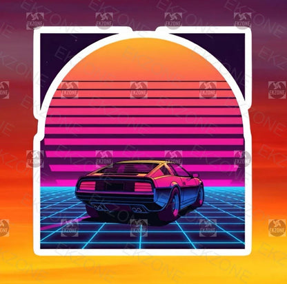 Outrun Synthwave Car Sticker | Retro 80s Aesthetic Decal | Vaporwave Grid Art | Neon Sunset Vehicle Vinyl | Cyberpunk Fan Gift | Arcade