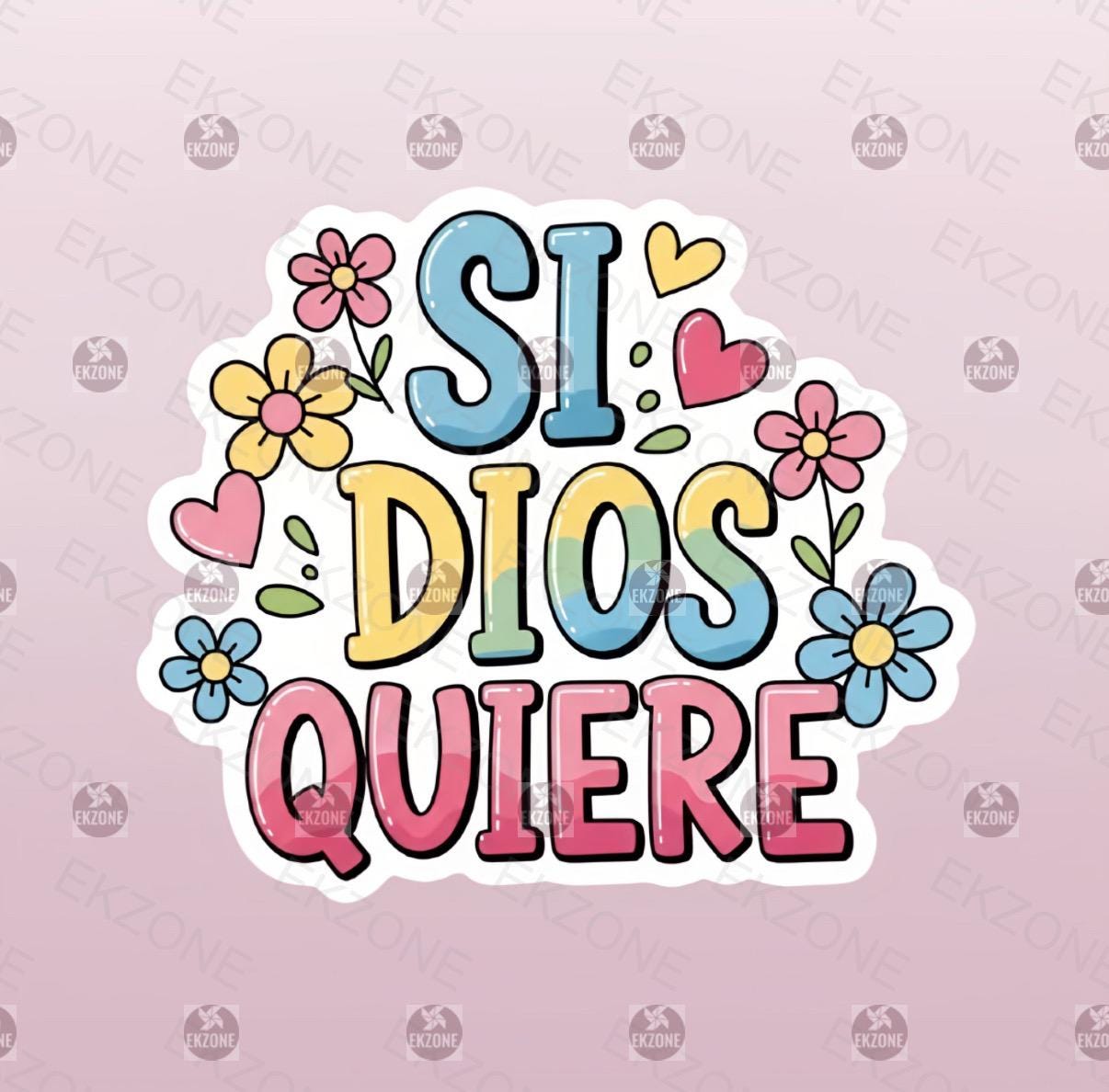 Si Dios Quiere Sticker | God Willing Decal | Spanish Quote Art | Faith Based Vinyl | Christian Gift | Positive Affirmation Laptop | Floral