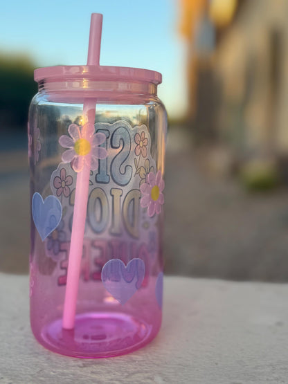 Si Dios Quiere Vaso de Vidrio, Cute Iced Coffee Cup, Glass Cup Gift, 16 Oz Tumbler with Lid & Straw, Vaso para Horchata o Cafecito Frio