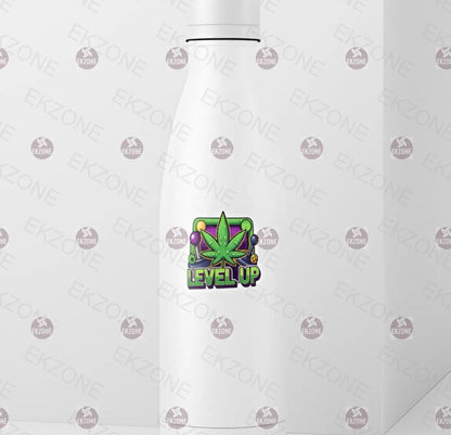 Level Up Gamer Cannabis Sticker | Funny Arcade Decal | Weed Leaf Art | Gaming Stoner Vinyl | Video Game Pot Gift | 420 Controller Laptop