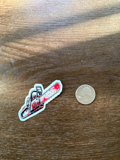 Bloody Chainsaw Sticker | Horror Movie Decal | Spooky Season Art | Chainsaw Massacre Vinyl | Halloween Gore Fan Gift | Edgy Horror Laptop