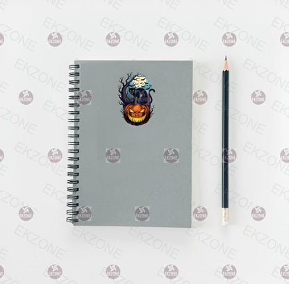 Black Cat on Pumpkin Sticker | Halloween Jack O Lantern Decal | Spooky Cat Art | Witchy Black Cat Vinyl | Fall Decor Gift | Creepy Cat