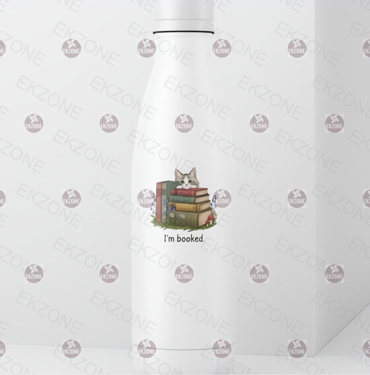 I'm booked. Cat Sticker | Funny Book Lover Decal | Cute Cat Art | Bookworm Reading Quote Vinyl | Book Stack Cat Lover Gift | Literary Cat