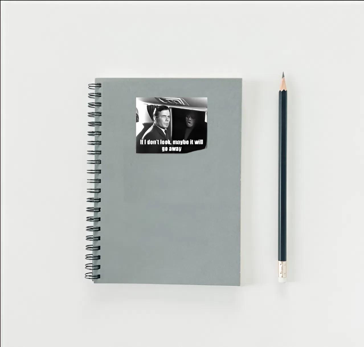 If I don't look Twilight Zone Sticker | Classic TV Meme Decal | Spooky Gremlin Vinyl | Retro Horror Fan Gift | Vintage Black and White