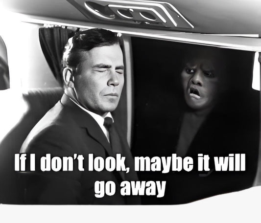 If I don't look Twilight Zone Sticker | Classic TV Meme Decal | Spooky Gremlin Vinyl | Retro Horror Fan Gift | Vintage Black and White