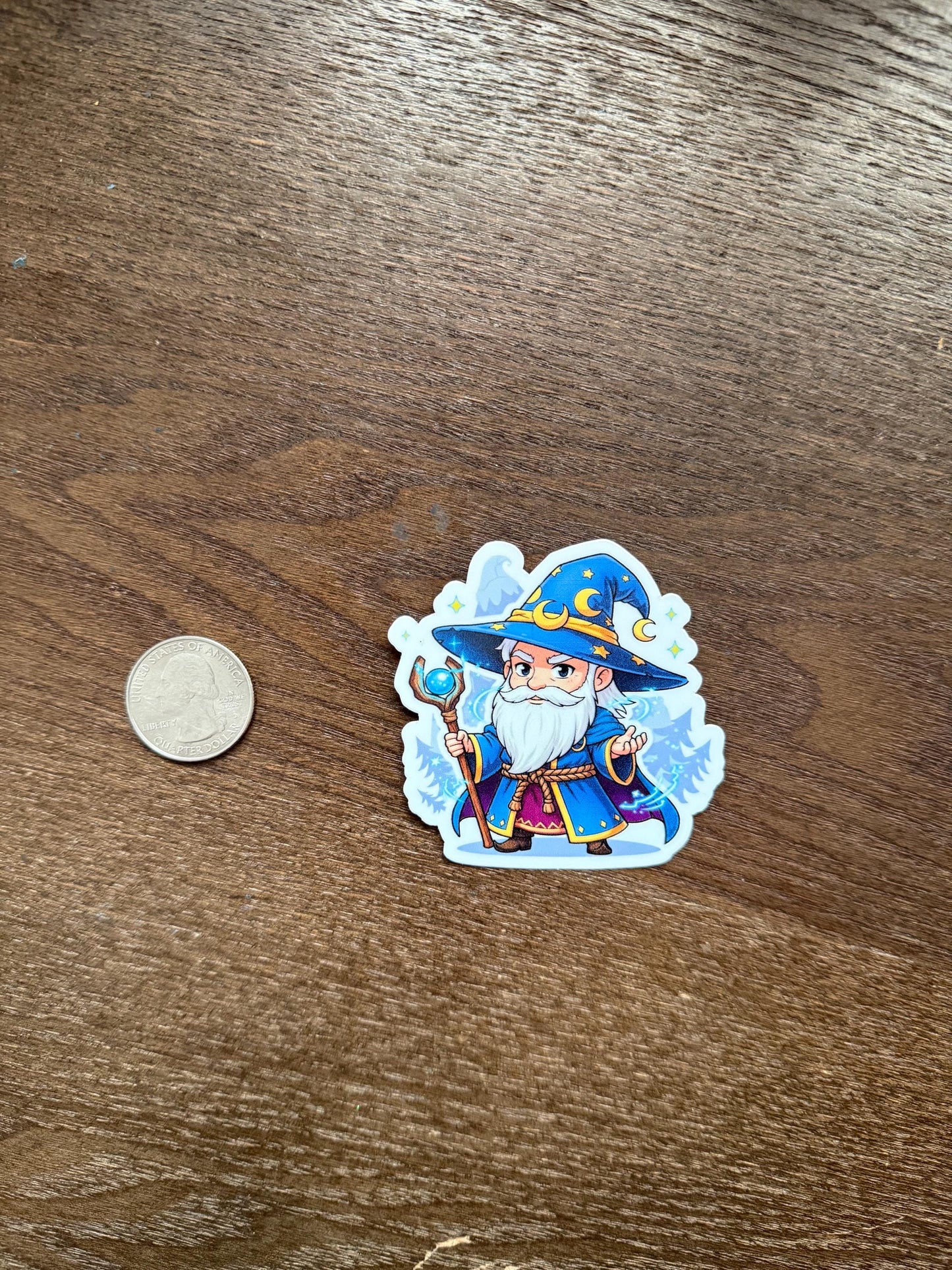 Cute Wizard Sticker | Fantasy Magical Decal | D&D Sorcerer Art | RPG Gamer Vinyl | Cute Wizard Gift | Chibi Wizard Laptop Sticker