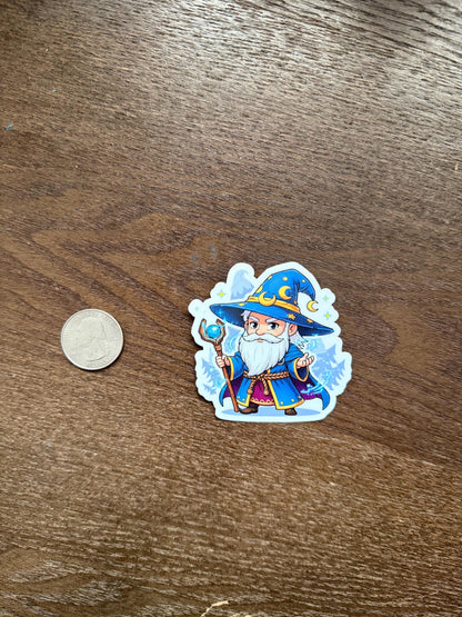 Cute Wizard Sticker | Fantasy Magical Decal | D&D Sorcerer Art | RPG Gamer Vinyl | Cute Wizard Gift | Chibi Wizard Laptop Sticker