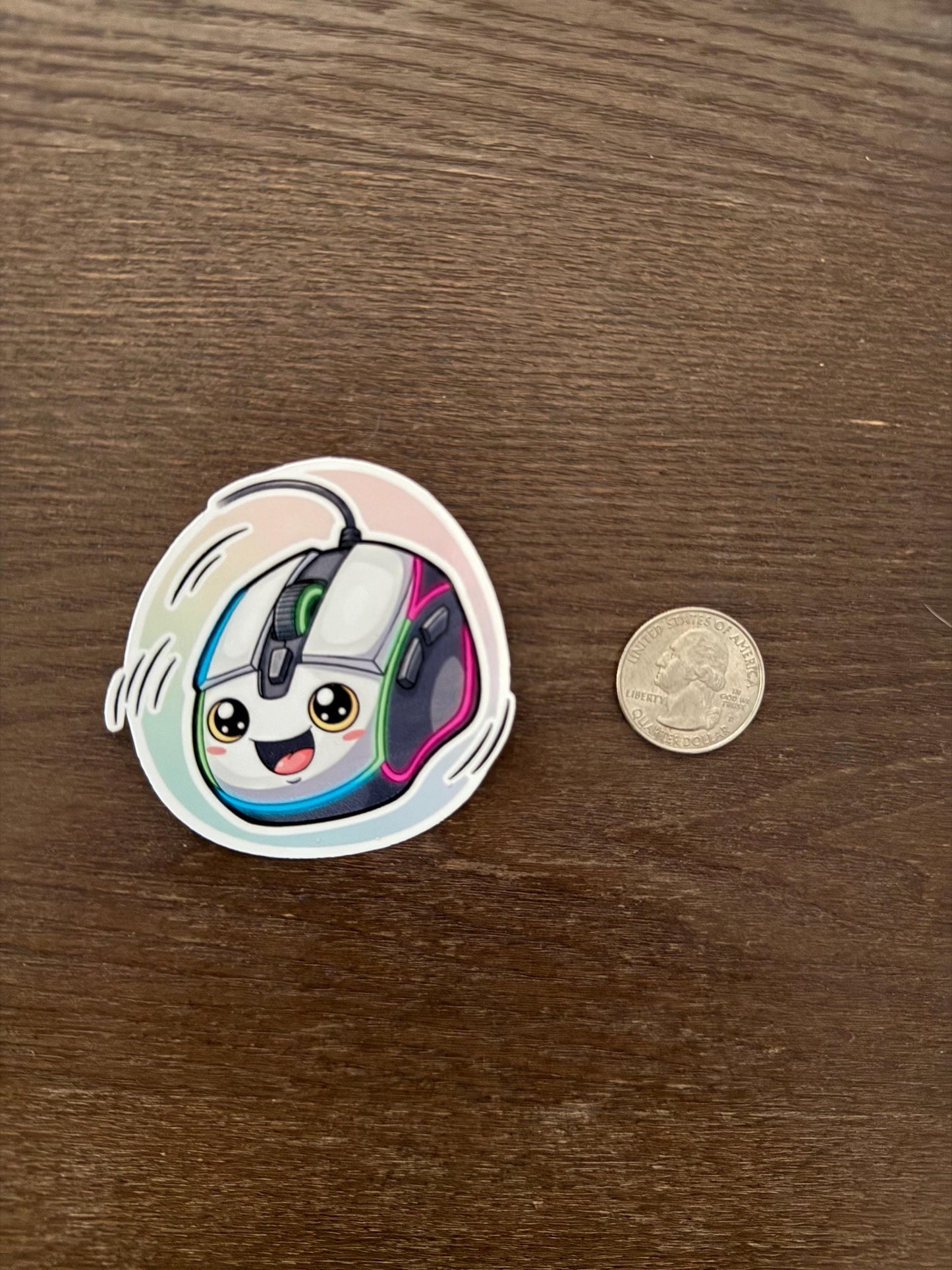 Cute Gaming Mouse Sticker | Kawaii Gamer Decal | RGB Tech Art | Video Game Vinyl | Gamer Gift | PC Gaming Laptop Sticker | Adorable Mouse